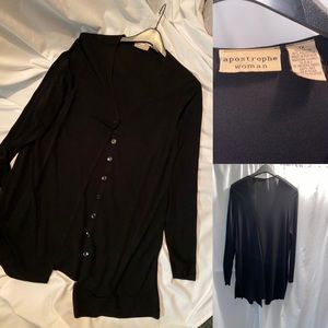 Apostrophe Women all black Cardigan buttons Sz: 1X